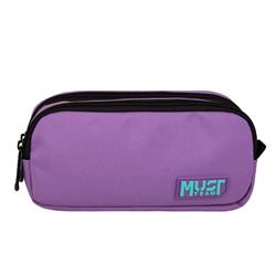 Barrel Pencil Case Must Team Monochrome Purple Light with Light Blue 2 Compartments