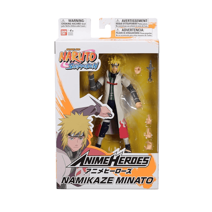 Namikaze Minato anime figure in retail box, featuring character in white coat and blue pants