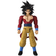 Super Saiyan 4 Goku action figure in red-and-yellow outfit, blue wristbands and boots