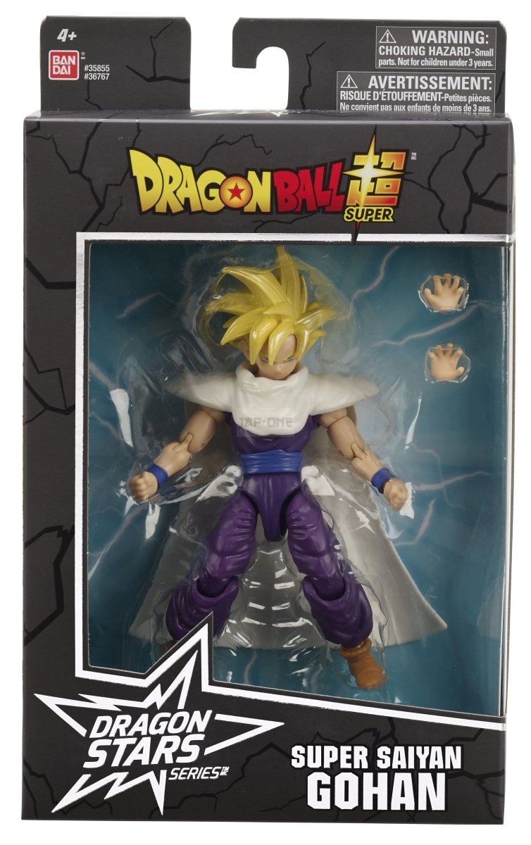 Dragon Stars Super Saiyan Gohan figure box with window display of purple character