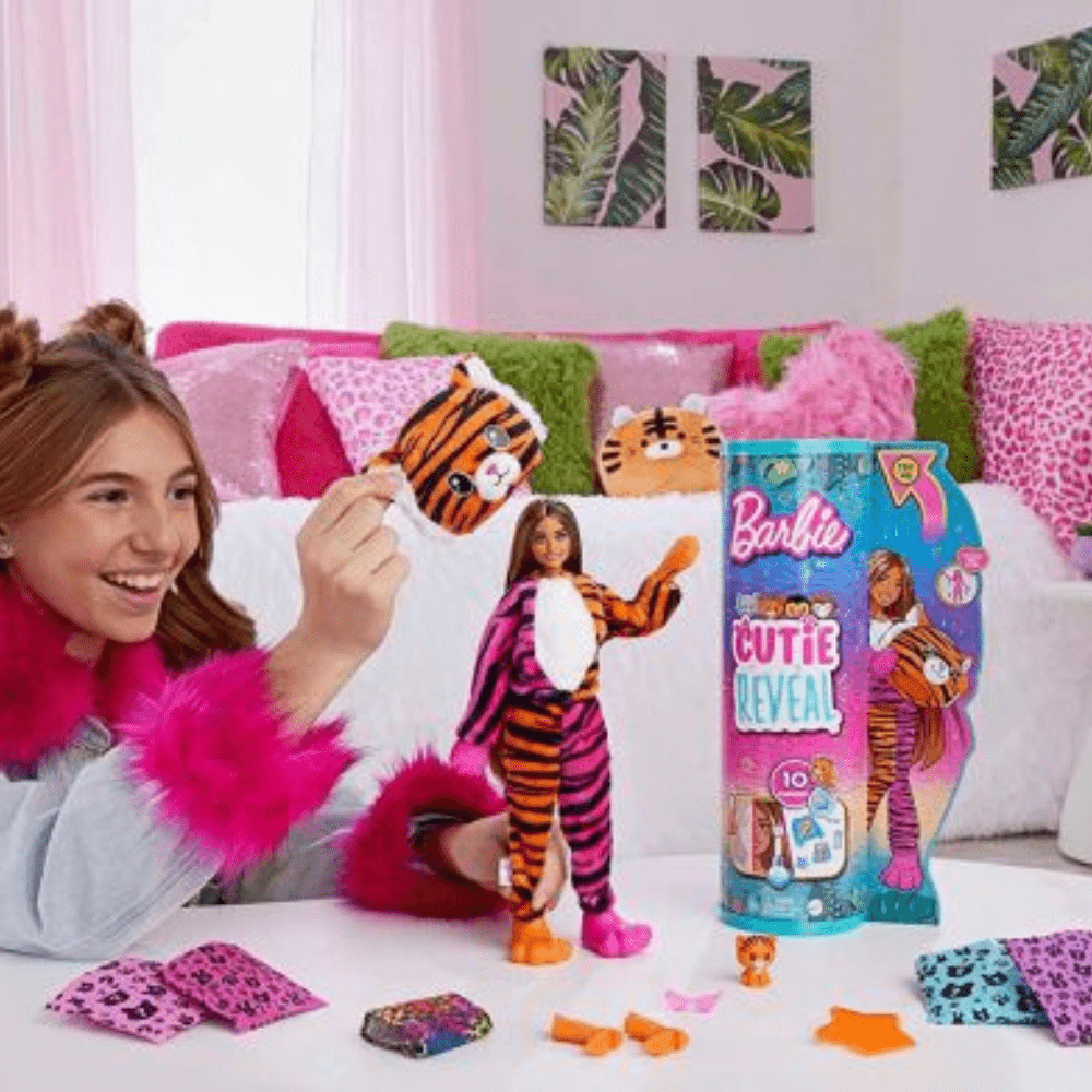Cutie Reveal Jungle Series Tiger Doll - Barbie - The Toy Store