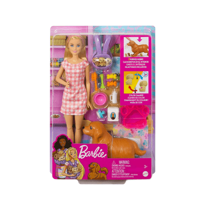 Newborn Pups Blonde Doll And Playset - Barbie - The Toy Store