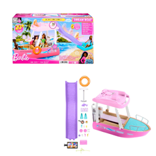 Dream Boat playset met roze boot, paars glijbaan en blauw zwembadaccessoire