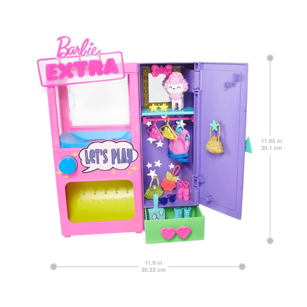 Offenes Extra Playset mit Pudelfigur und Kleidungs-Accessoires im Schrank