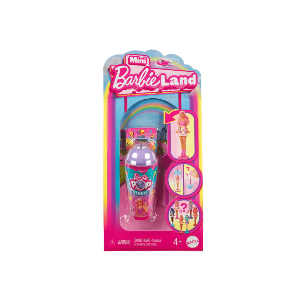 Mini BarbieLand box for Pink Lemonade reveal, mini doll and drink capsule