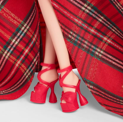 Signature Doll, 2024 Holiday Blonde Fashion Doll Wearing Gown With Plaid Skirt - Barbie - The Toy Store