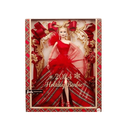 Signature Doll, 2024 Holiday Blonde Fashion Doll Wearing Gown With Plaid Skirt - Barbie - The Toy Store