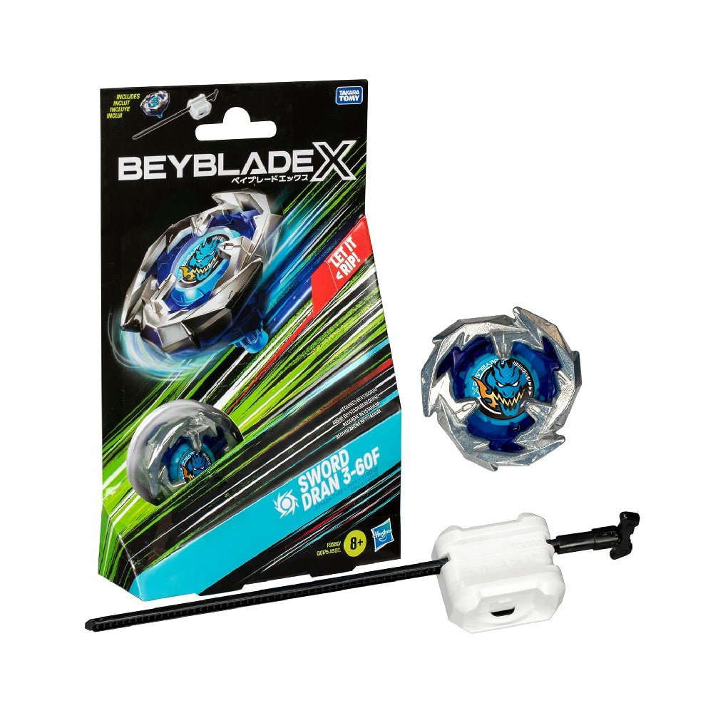 Sword Dran Blade 3-60F Beyblade X package with launcher and blade top