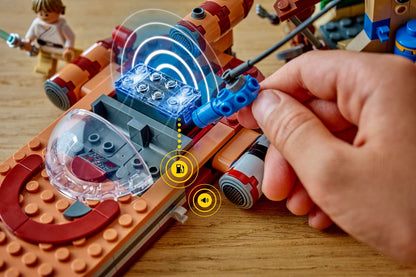 Luke's Landspeeder LEGO cockpit piece with glowing Smart Play rings