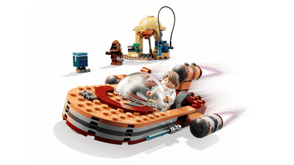Luke's Landspeeder LEGO Star Wars model with Luke minifigure in cockpit