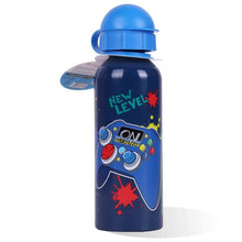 500ml aluminum water canteen with blue cap, dark blue space graphic