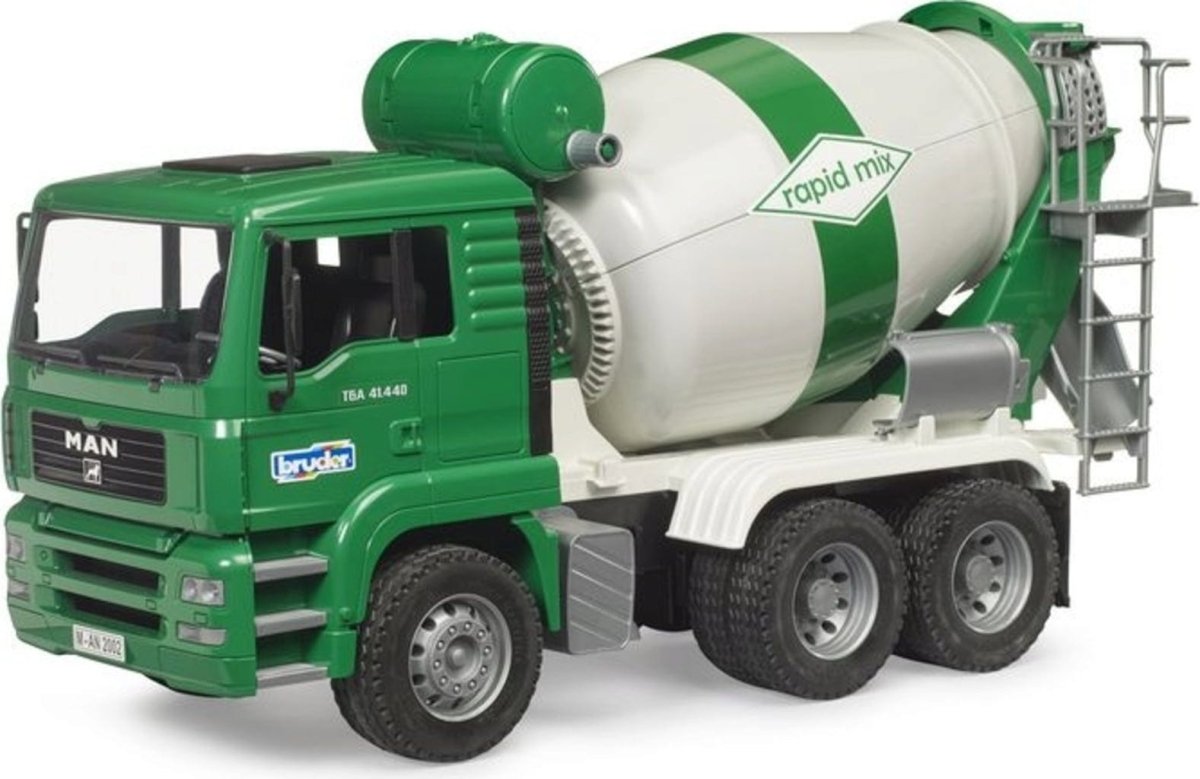 Bruder MAN TGA cement mixer truck, green cab and rotating drum