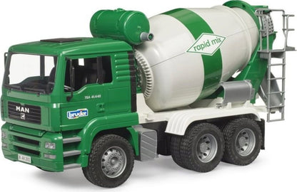 Bruder MAN TGA cement mixer truck, green cab and rotating drum