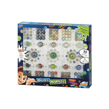 Box of 163 Glass Marbles - Buki France - The Toy Store