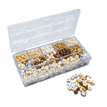 Box of Wooden Beads Natural - Buki France - The Toy Store