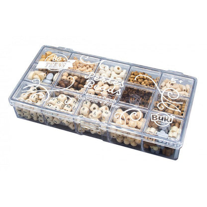 Box of Wooden Beads Natural - Buki France - The Toy Store