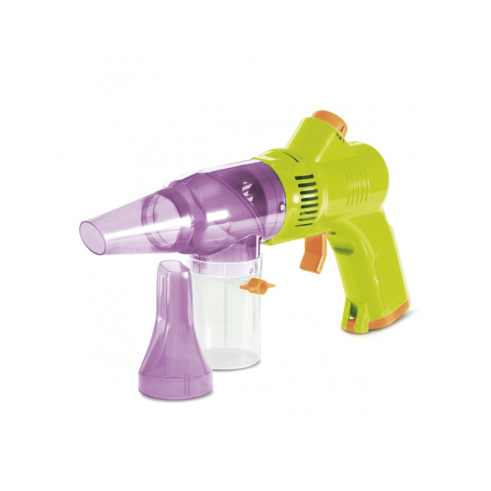 Aspirateur d’insectes jouet vert avec tuyau violet et réservoir transparent