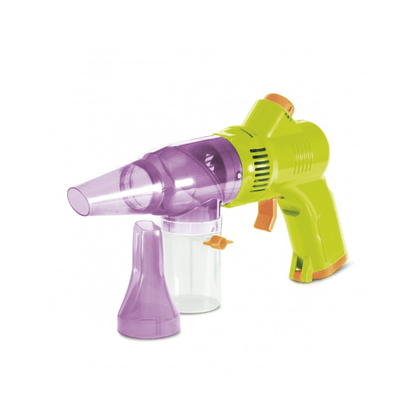 Aspirateur d’insectes jouet vert avec tuyau violet et réservoir transparent