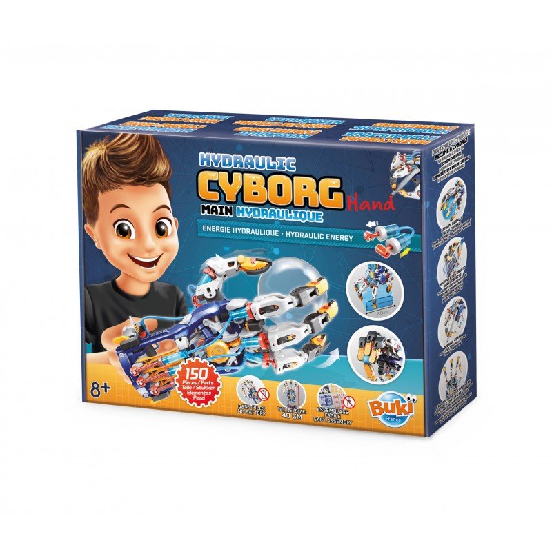 Hydraulic Cyborg Hand kit retail box with robotic hand parts and building guide