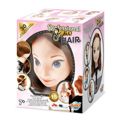 Professional Studio Hair play set box featuring a doll head with brown hair and tools