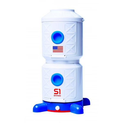 Space Station playset robot base with two blue ports and U.S. flag panel