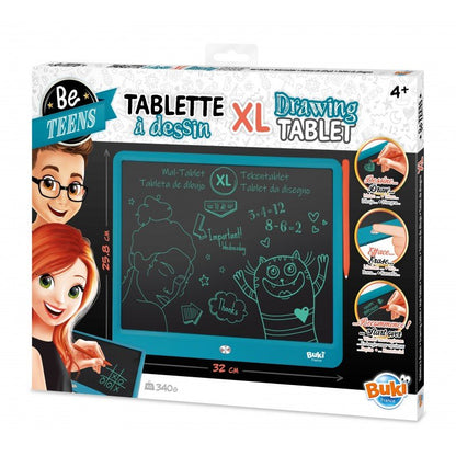 XL LCD drawing tablet with teal frame and black writing screen, 32 cm size