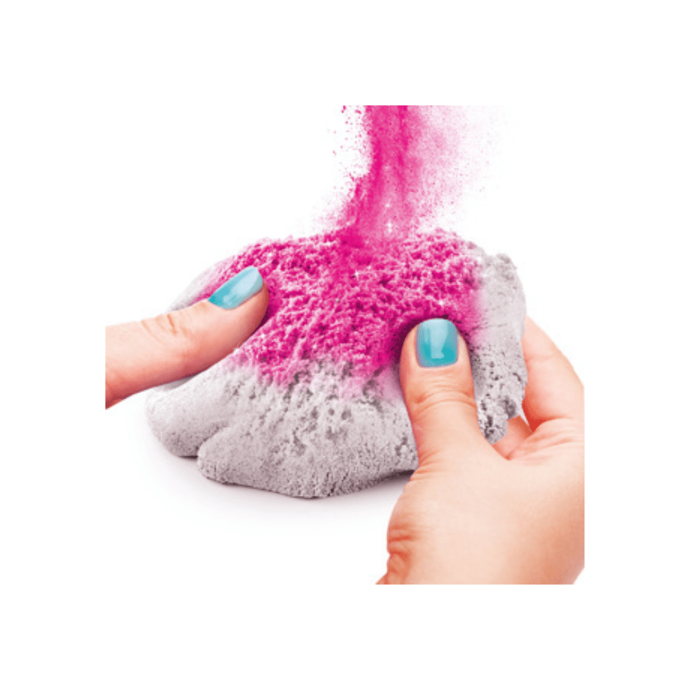 Handmade scented sand sculpture with pink and gray textured grains