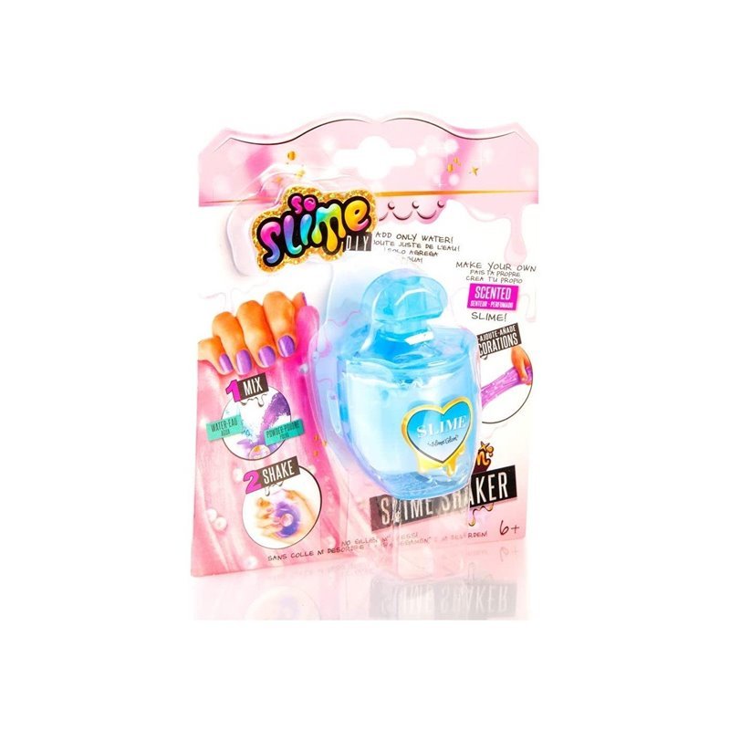 DIY slime shaker kit with blue slime bottle and pink “So Slime DIY” packaging