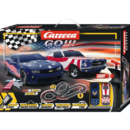Street Legends Carrera Go!!! Karton mit zwei lizenzierten Rennwagen und Zubehör