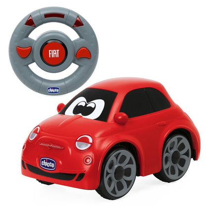 Fiat 500 red radio-controlled toy car with steering wheel controller