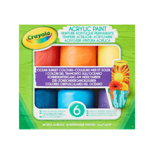 Acrylic paint set box with 6 Ocean Sunset color shades and small paint bottle
