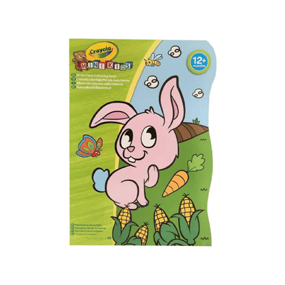 Colour book cover with Crayola Minikids bunny, butterfly and cornfield illustrations