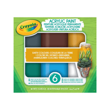 Acrylic paint set box with six earth-tone color blocks