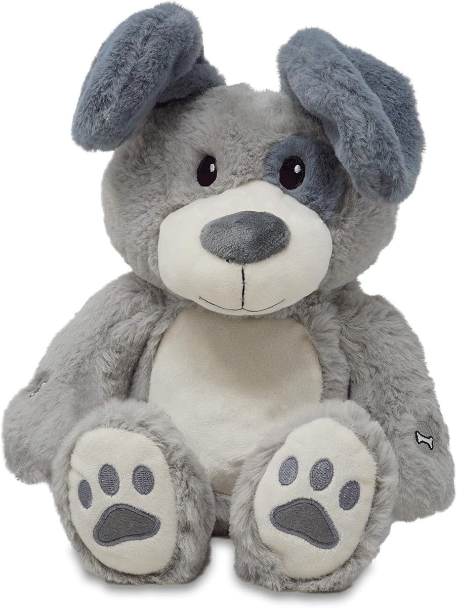 Peek & Play Parker 11" Gray Puppy - Cuddle Barn - The Toy Store