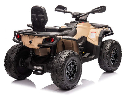 Kids 24V Can-Am Outlander ride-on ATV rear 3/4 view, black exhaust and taillights