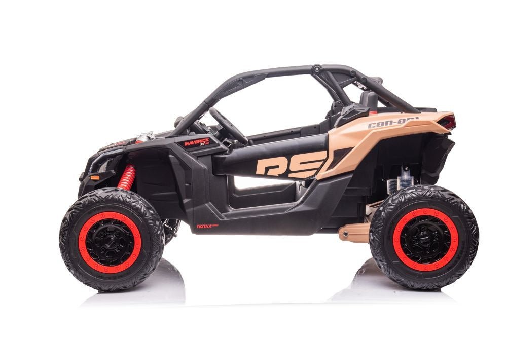 Licensed Can Am Maverick UTV-001 side profile with orange hood, black body, and red wheel rims