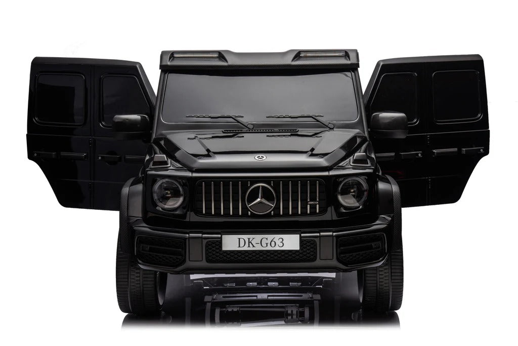 Licensed Mercedes AMG G63 toy car, front view with Mercedes emblem and black grille