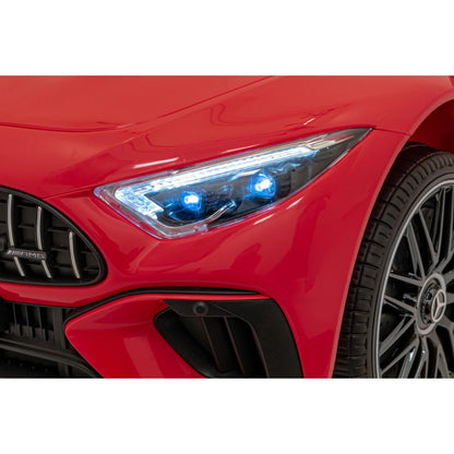 Licensed Mercedes SL63 ride-on car, blue LED headlight and front bumper detail