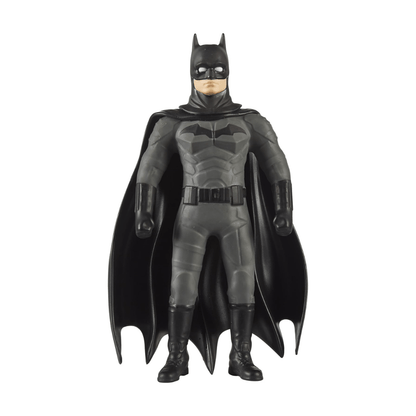 Mini Batman-style stretch toy action figure, black and gray suit with cape