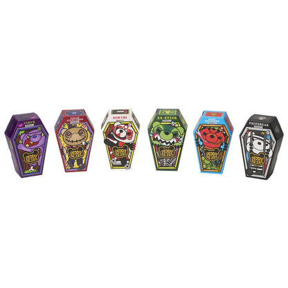 Series 5 Coffins collection of six colorful mini coffin boxes with plush figures
