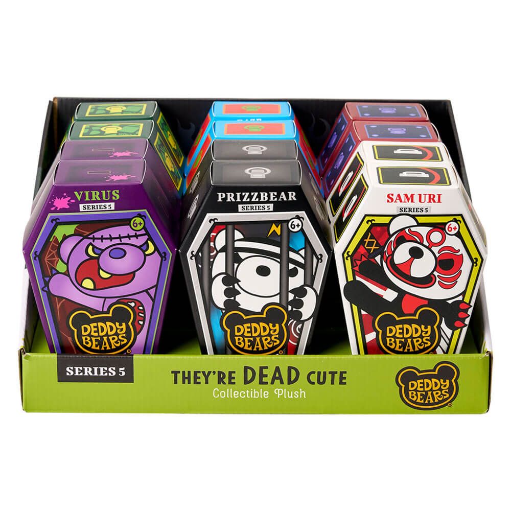 Series 5 Coffins display tray with multiple colorful coffin boxes for plush figures