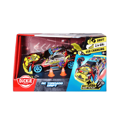 Dickie RC Tornado Drift car box with 2.4 GHz, USB charging, 6+