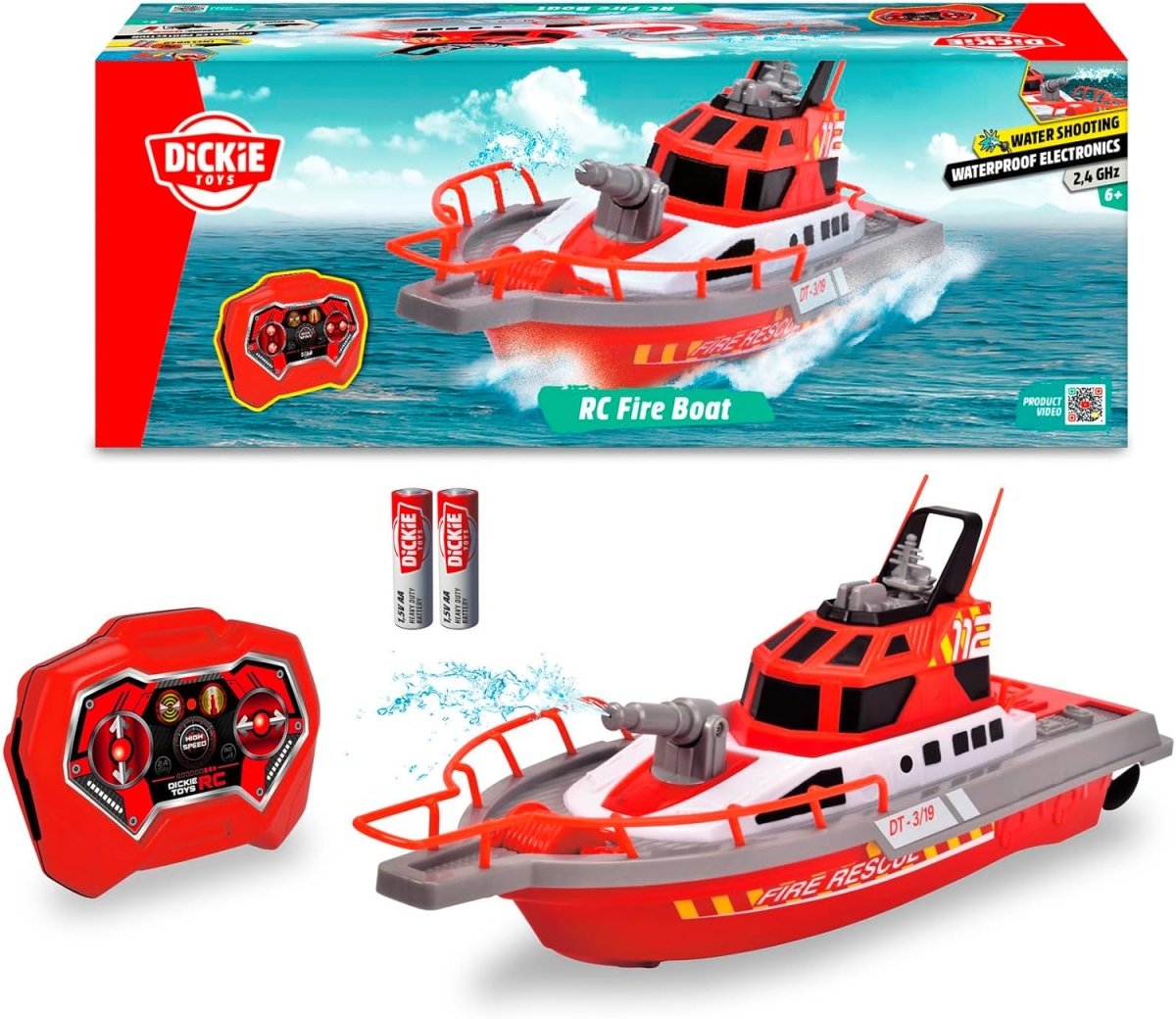RC Steerable Fire Boat RTR - Dickie - The Toy Store