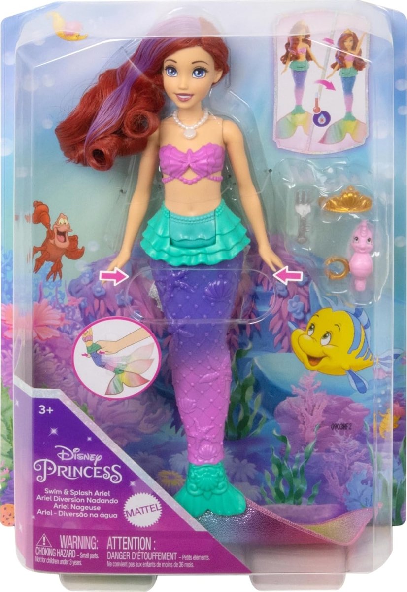 Princess Toys, Ariel Swimming Mermaid Fashion Doll With Color - Change Hair & Tail - Disney - The Toy Store