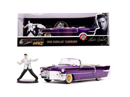 1956 Cadillac Eldorado Convertible purple + Elvis Presley Figure