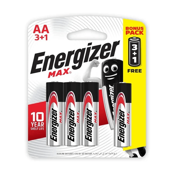 Energizer Max AA Batteries 3 + (1 Free) - Energizer - The Toy Store