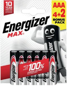 Energizer Max AAA Batteries 4 + (2 Free) - Energizer - The Toy Store