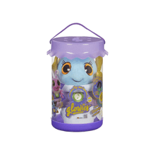 Magic Touch Toy in contenitore viola con personaggio blu e manico superiore