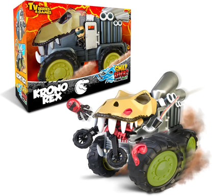 Krono Rex toy truck with retail box, yellow head with teeth and gray metallic parts