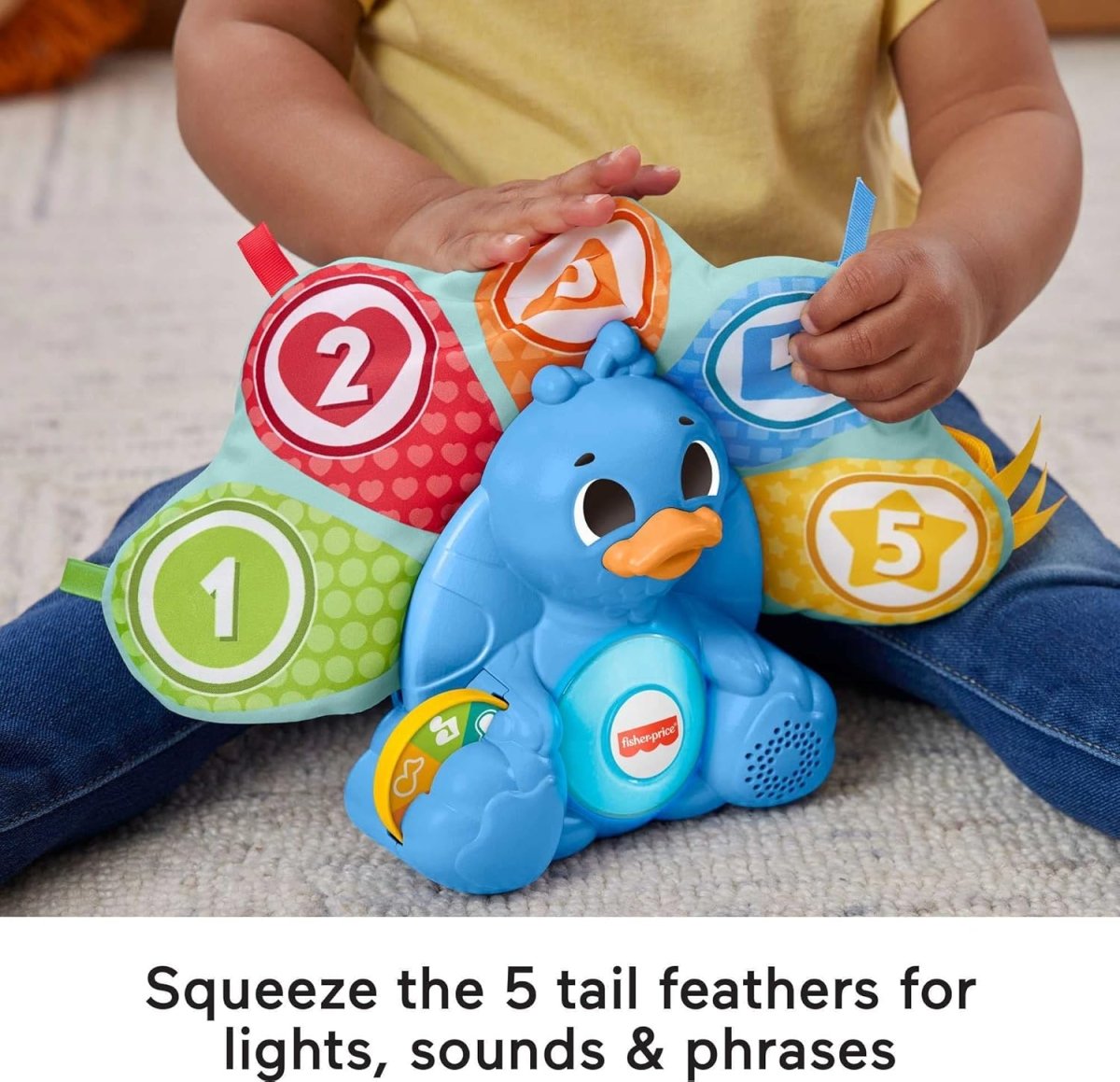 Blue penguin learning toy with fabric activity wings numbered 1 to 5